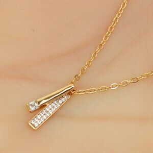 "Elegant Rose Gold Plated Necklace w/ CZ Pendant,  XPNL0159
